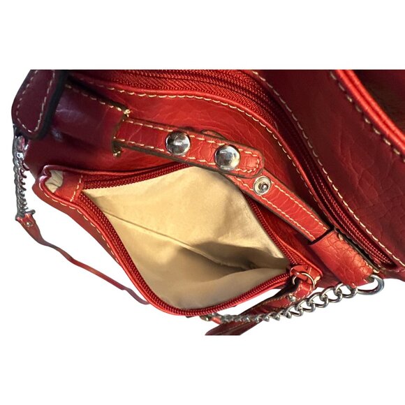 Nine West Red Faux Leather Crossbody Wristlet Chain Strap  Magnetic Snap Closure - Picture 7 of 7